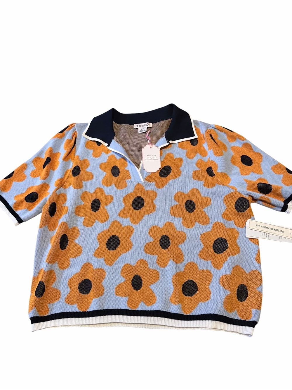 🌼💚NEW Nanette Lepore Flower Polo Sweater. - Picture 3 of 10